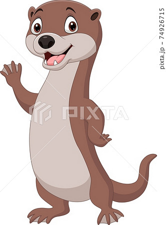 Cartoon funny otter waving its hand 74926715