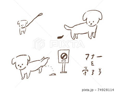 犬の飼い主のマナーイラストのイラスト素材