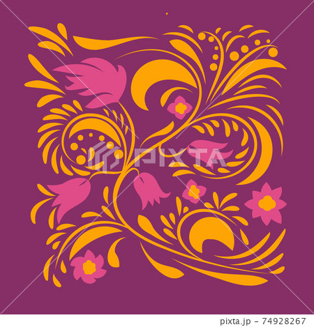 Ethnic floral illustration, fantasy flowers botanical art 74928267