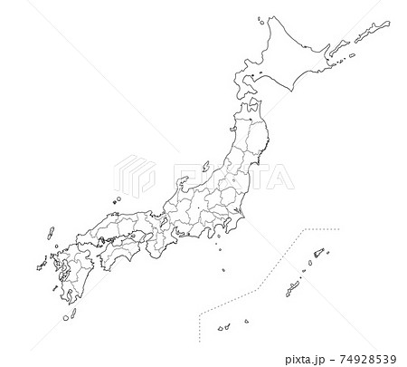 日本 日本地図 日本列島 モノクロのイラスト素材 [74928539] - PIXTA