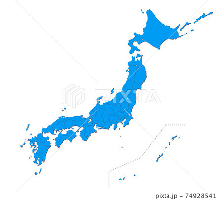 日本 日本地図 日本列島 青のイラスト素材 [74928541] - PIXTA