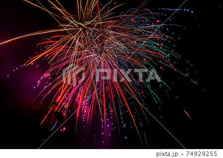 Fireworks on night sky Fireworks on night sky 74929255