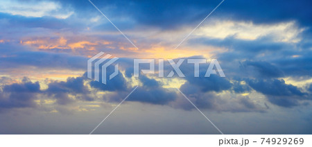 Clouds on sky at sunset 74929269