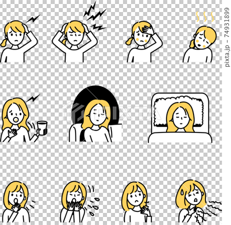 Female unwell set - Stock Illustration [74931899] - PIXTA