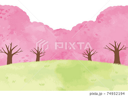 桜の木 水彩背景イラストのイラスト素材