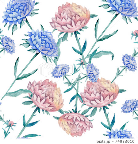 soft pink watercolor flower print seamless background 74933010