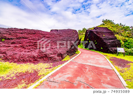 伊豆七島の伊豆大島の東京都大島町元町にある赤禿 伊豆七島の伊豆大島の東京都大島町元町にある赤禿 74935089