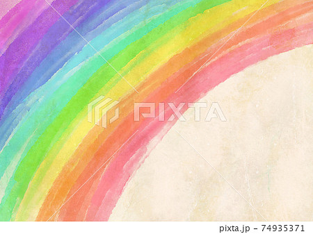 虹 レインボー カラフル 水彩 クレヨン 色鉛筆 背景素材 明るいのイラスト素材