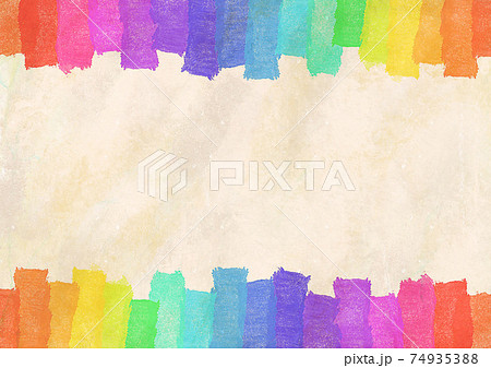 虹 レインボー カラフル 水彩 クレヨン 色鉛筆 背景素材 明るいのイラスト素材