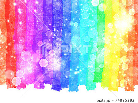 虹 レインボー カラフル 水彩 クレヨン 色鉛筆 背景素材 明るいのイラスト素材