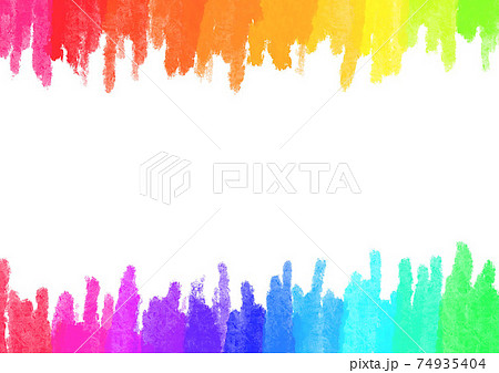 虹 レインボー カラフル 水彩 クレヨン 色鉛筆 背景素材 明るいのイラスト素材