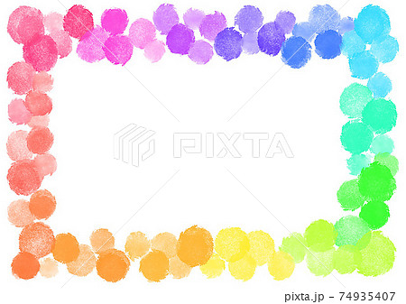 虹 レインボー 水玉模様 カラフル 水彩 クレヨン 色鉛筆 背景素材 明るいのイラスト素材