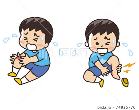 怪我する男の子 捻挫 擦り傷のイラスト素材 怪我する男の子 捻挫 擦り傷のイラスト素材