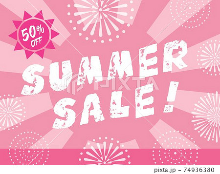 サマーセールのピンクの横長の背景イラスト 74936380