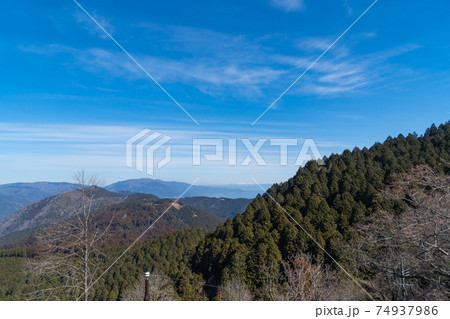 比叡山の山頂付近の駐車場から見た景色（右遠景に琵琶湖） 74937986