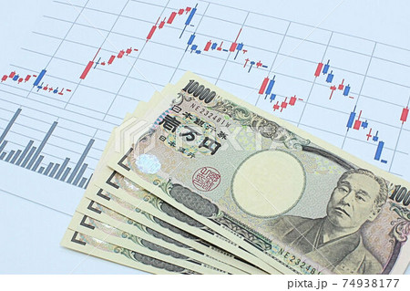 【株・為替・投資・日経平均などに関する記事のサムネイルに】日経平均チャートと一万円札六枚 74938177