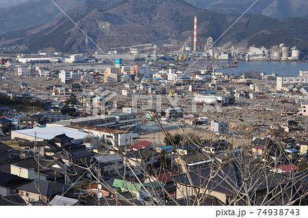 東日本大震災 震災後約一か月の大船渡 東日本大震災 震災後約一か月の大船渡 74938743