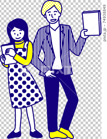 Illustrations of men and women holding books... - Stock Illustration ...