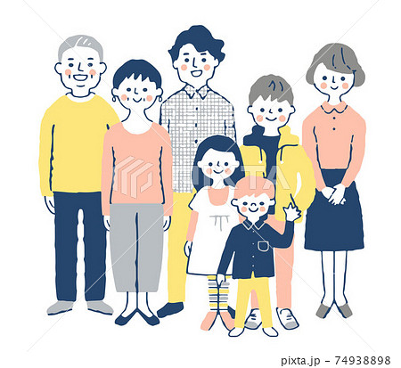 3世代家族 集合 のイラスト素材 7493