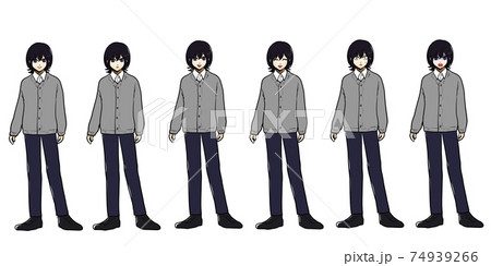 中性的な男の子のキャラクター表情6種類 74939266