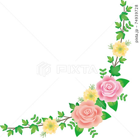 薔薇の花とツタの葉のイラスト素材
