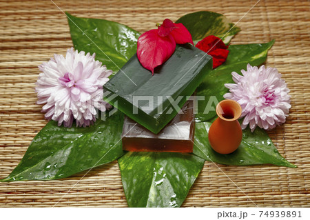 bar of natural handmade soap from indian natural ingredients with flower bar of natural handmade soap from indian natural ingredients with flower 74939891