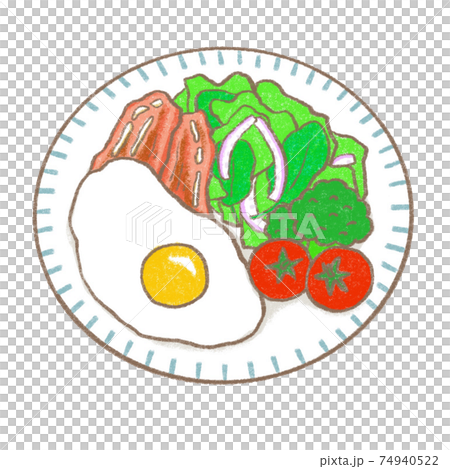 朝ごはん ベーコンエッグのイラスト素材