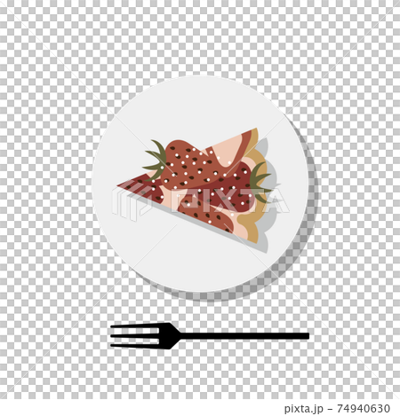 お皿に乗ったイチゴタルトのイラスト 74940630