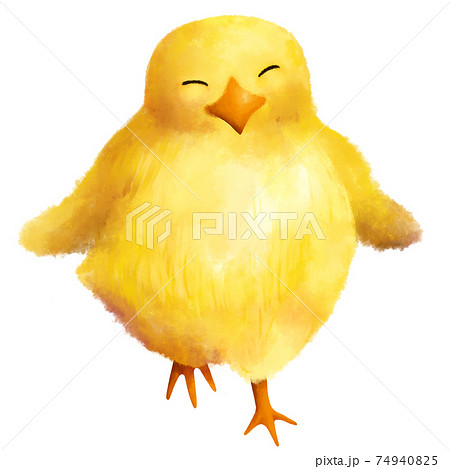 走るひよこ　水彩　手描き 74940825