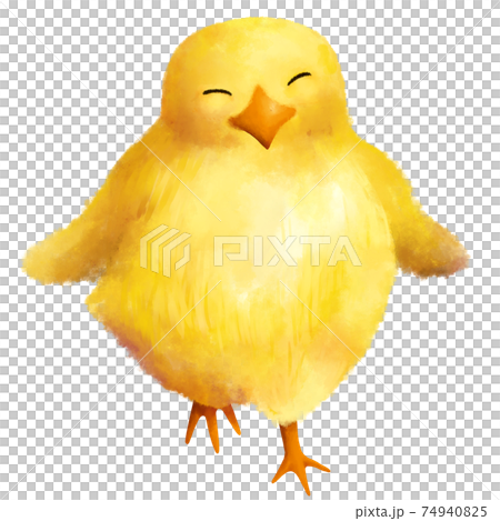 走るひよこ　水彩　手描き 74940825