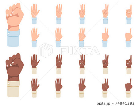 Finger counting. A set of hands with counts on the fingers from one to five vector illustration. Finger counting. A set of hands with counts on the fingers from one to five vector illustration. 74941293