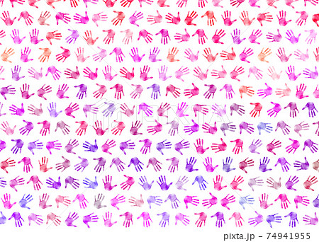 Abstract background from repeating colorful handprints 74941955