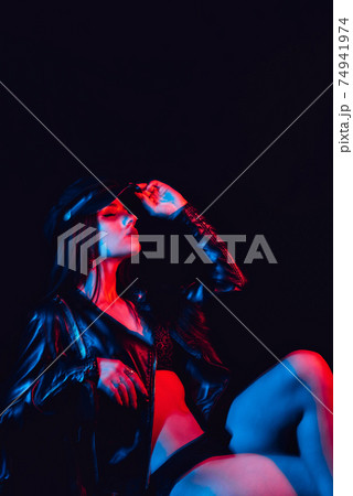 sexy Nude girl in leather jacket and cap in underwear sexy Nude girl in leather jacket and cap in underwear 74941974