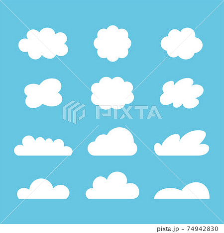 色々な形をしたシンプルな雲のイラストセットのイラスト素材 7494