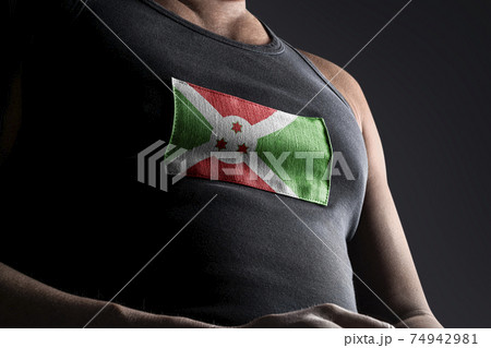 The national flag of Burundi on the athlete's chest 74942981