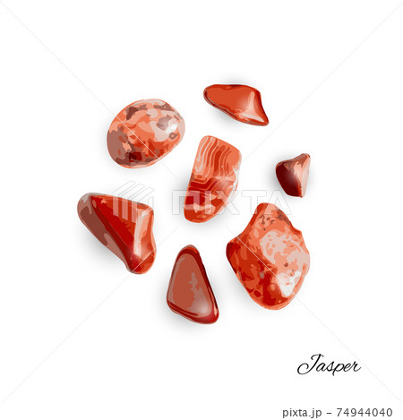 Jasper pebbles isolated, red sardonyx polished stones Jasper pebbles isolated, red sardonyx polished stones 74944040