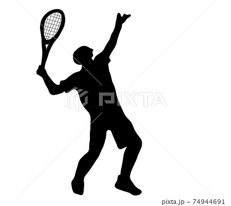 Silhouette Of A Tennis Player Hitting A Smash Stock Illustration