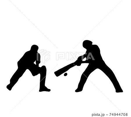 楽しいクリケットのシルエットのイラスト素材