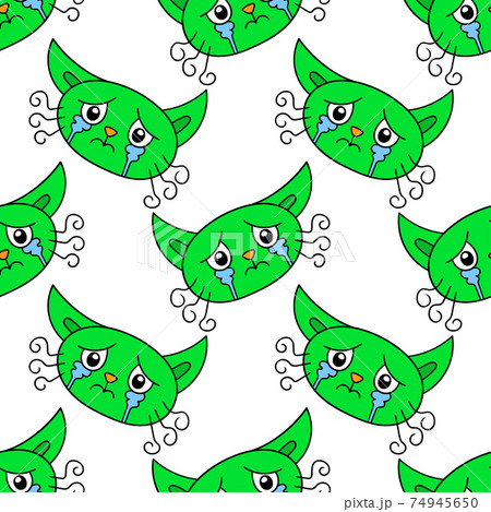 crying cat kitten seamless pattern textile print. repeat pattern background design 74945650