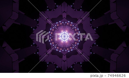 Futuristic purple geometric neon illumination 3d illustration 74946626