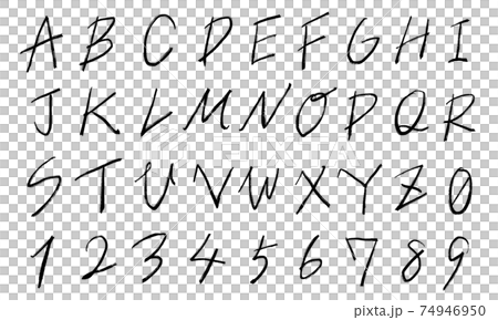 黒の数字や大文字アルファベットのセット（細字） 74946950
