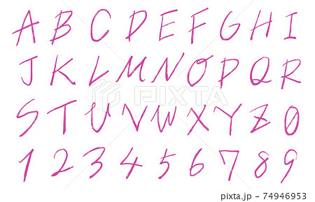 ピンクの数字や大文字アルファベットのセット（細字） 74946953