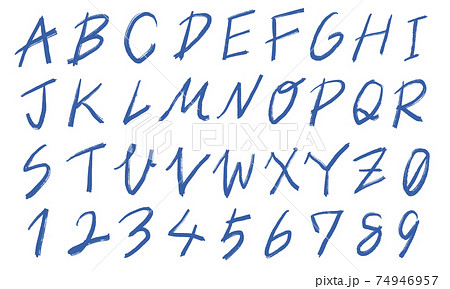 青の数字や大文字アルファベットのセット（太字） 74946957