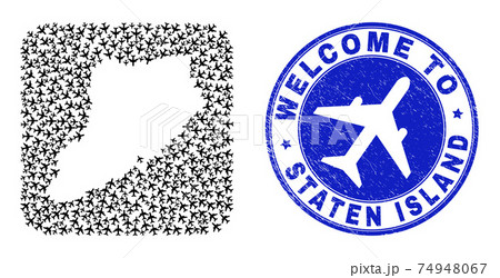 Welcome Watermark Badge and Staten Island Map Trip Subtracted Mosaic 74948067