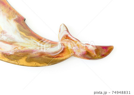 Resin art whale isolated on white background. Flat lay, top view 74948831