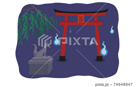 深夜のホラー肝試し神社なベクターイラスト 挿絵、風景、背景 深夜のホラー肝試し神社なベクターイラスト 挿絵、風景、背景 74948947