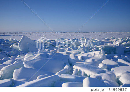 Ice hummocks on Lake Baikal, Russia 74949637