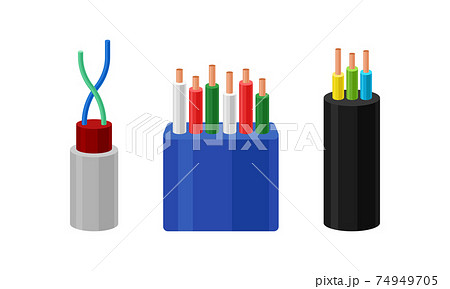 Copper Wire as Electrical Cable for Power Generation or Power Transmission Vector Set Copper Wire as Electrical Cable for Power Generation or Power Transmission Vector Set 74949705