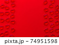 red background with hearts pattern and copy space 74951598