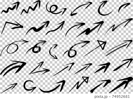毛筆風タッチの矢印セット 74952681